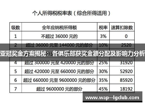 亚冠奖金方案揭秘:各俱乐部获奖金额分配及影响力分析 亚冠奖金方案揭秘:各俱乐部获奖金额分配及影响力分析